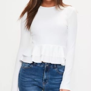 NWT Missguided White Peplum Hem Top